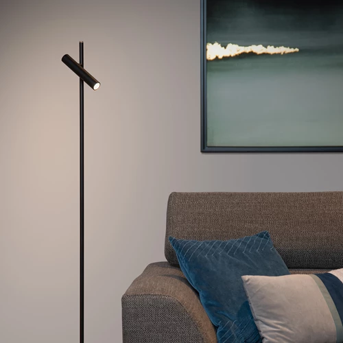 Lucide PHILON - Floor reading lamp - Ø 23 cm - LED Dim. - 1x4,5W 3000K - Black - atmosphere 1